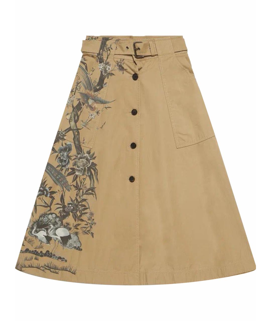 CHRISTIAN DIOR Бежевая хлопковая юбка миди, фото 1