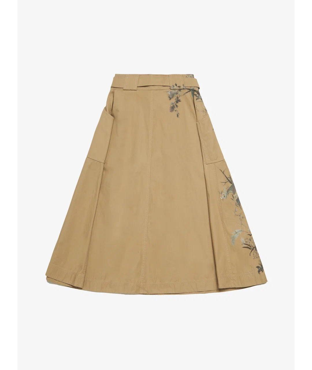CHRISTIAN DIOR Бежевая хлопковая юбка миди, фото 2