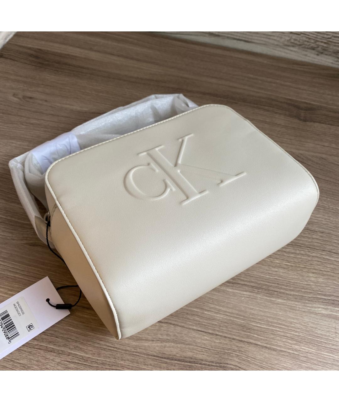 CALVIN KLEIN Белая сумка через плечо из искусственной кожи, фото 9