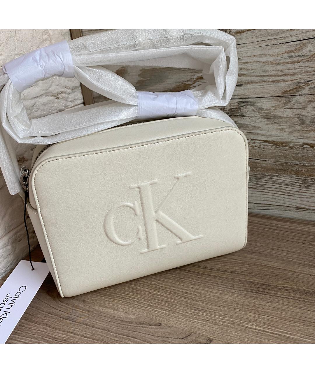 CALVIN KLEIN Белая сумка через плечо из искусственной кожи, фото 10