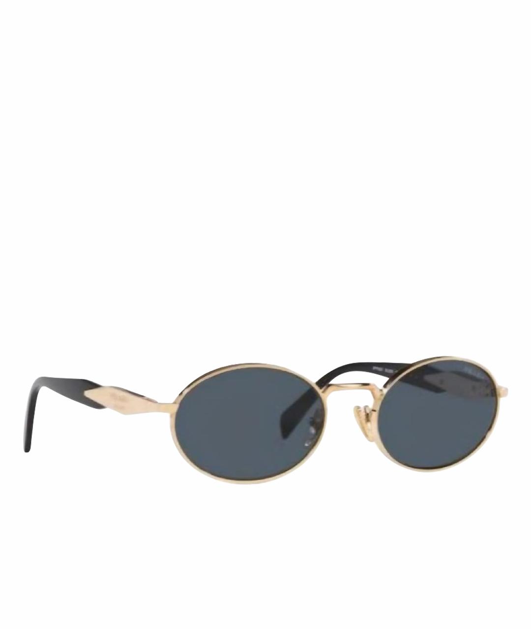 PRADA Золотые металлические солнцезащитные очки, фото 1