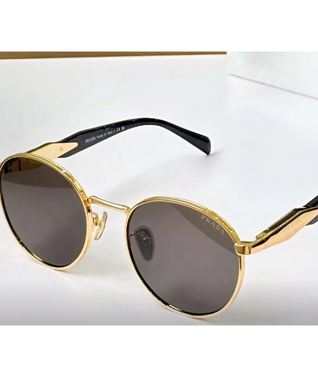 PRADA Золотые металлические солнцезащитные очки, фото 5