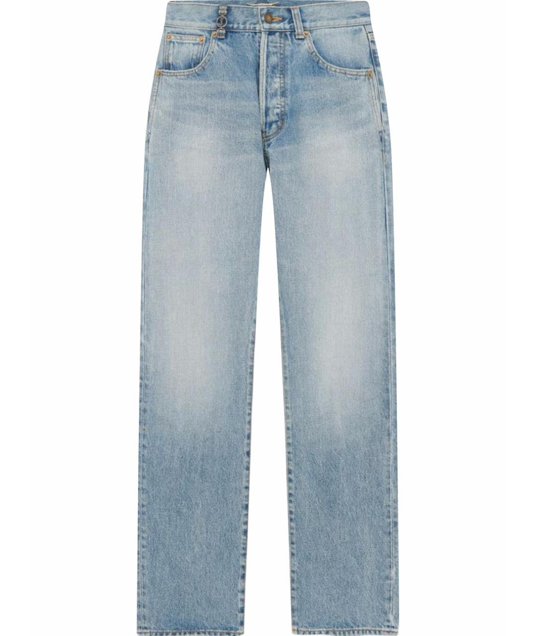 SAINT LAURENT Голубые хлопковые прямые джинсы, фото 1