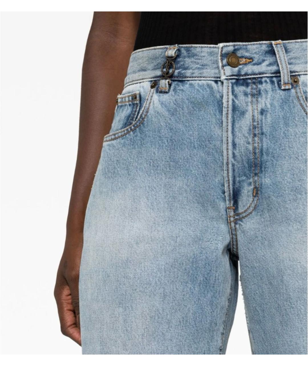 SAINT LAURENT Голубые хлопковые прямые джинсы, фото 2