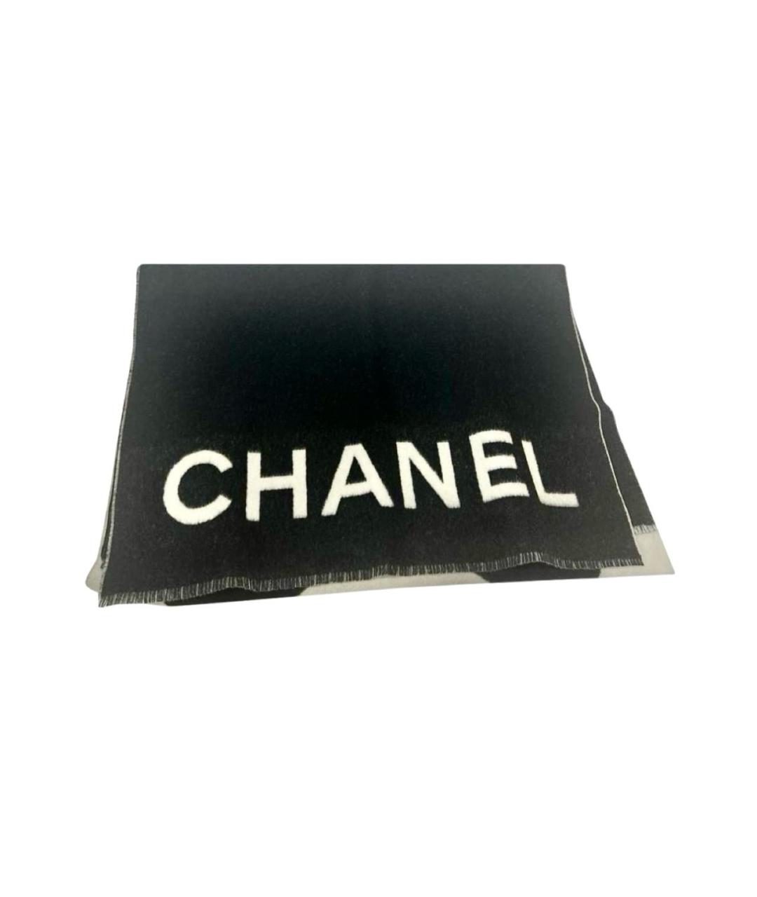 CHANEL Черный кашемировый шарф, фото 2