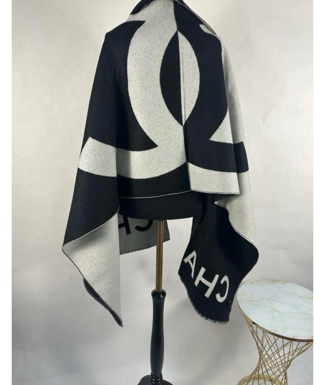 CHANEL Черный кашемировый шарф, фото 6