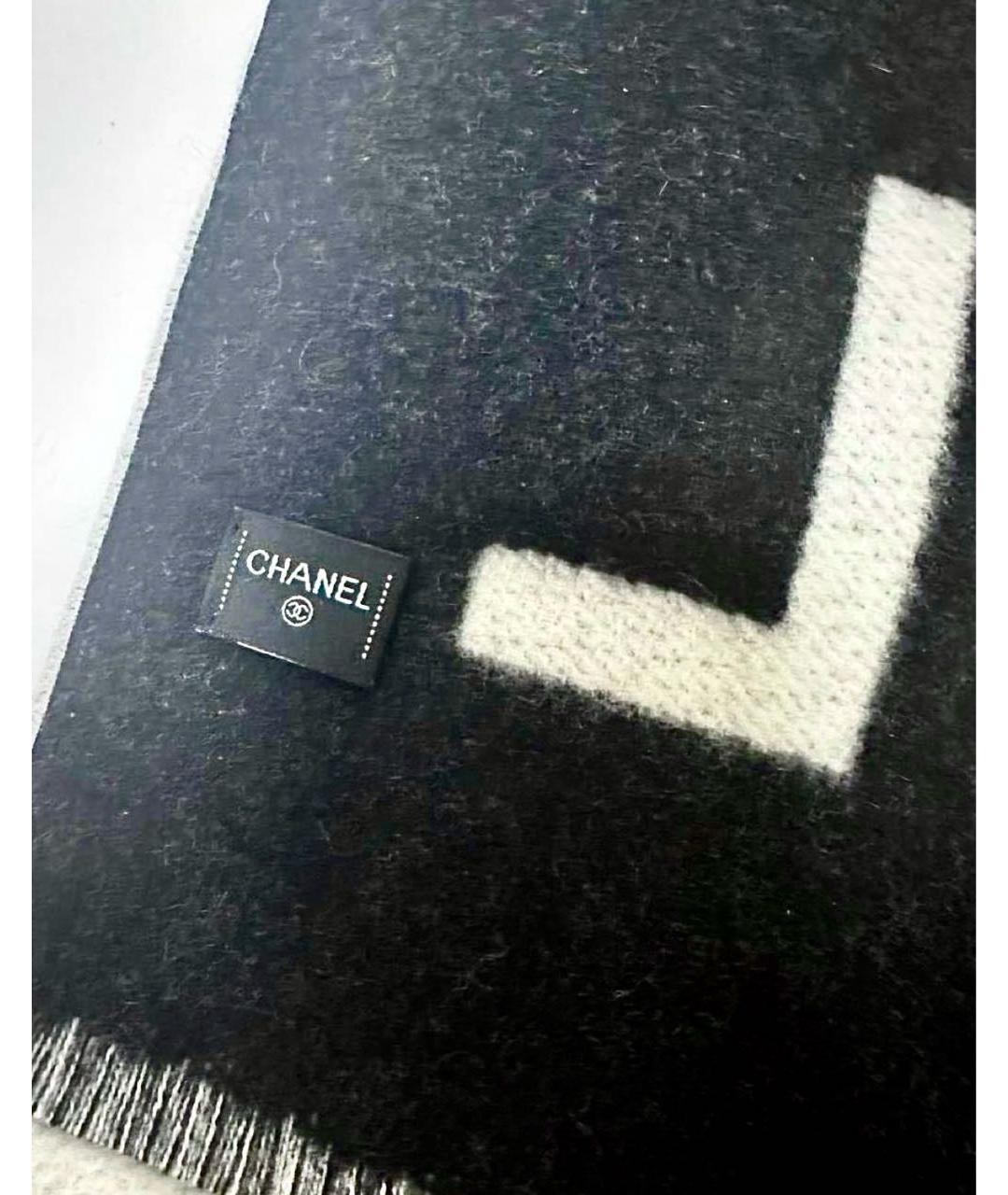 CHANEL Черный кашемировый шарф, фото 4