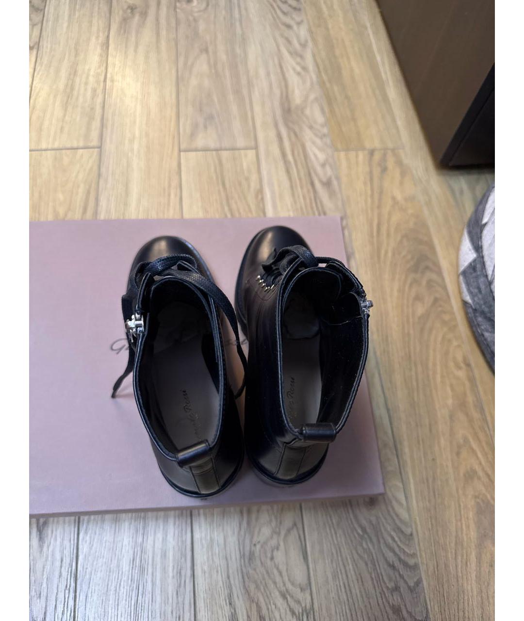 GIANVITO ROSSI Черные кожаные полусапоги, фото 3