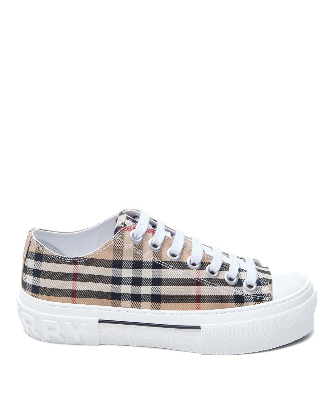 BURBERRY Коричневые текстильные кеды, фото 1