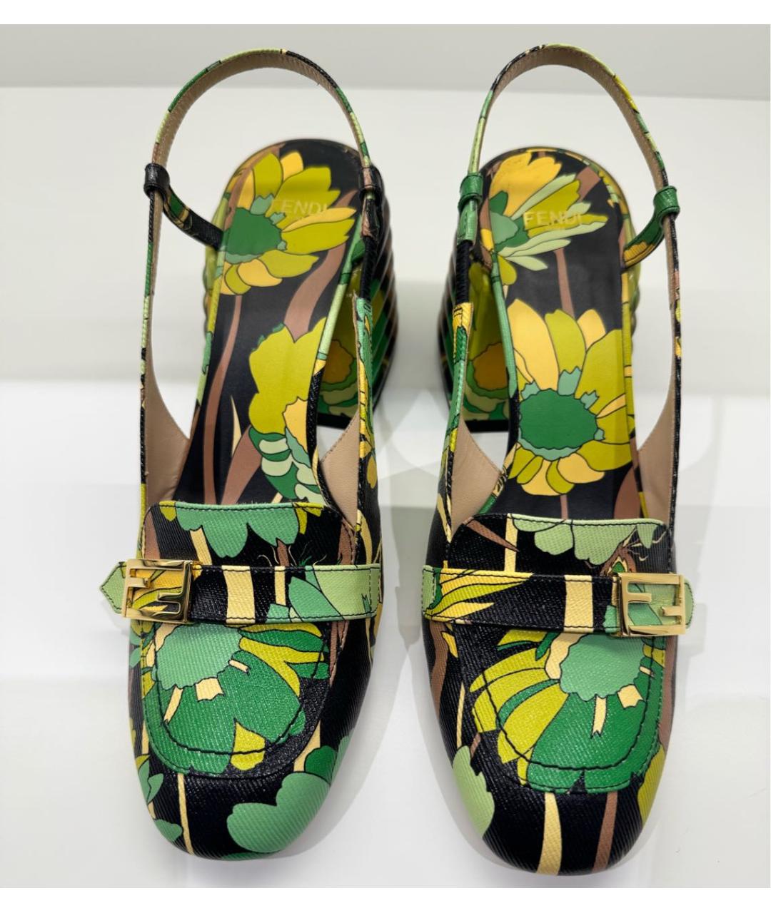 FENDI Зеленые кожаные туфли, фото 2