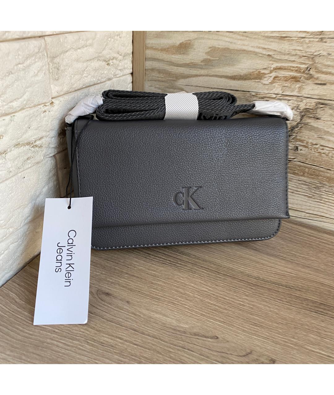 CALVIN KLEIN Серая сумка через плечо из искусственной кожи, фото 10