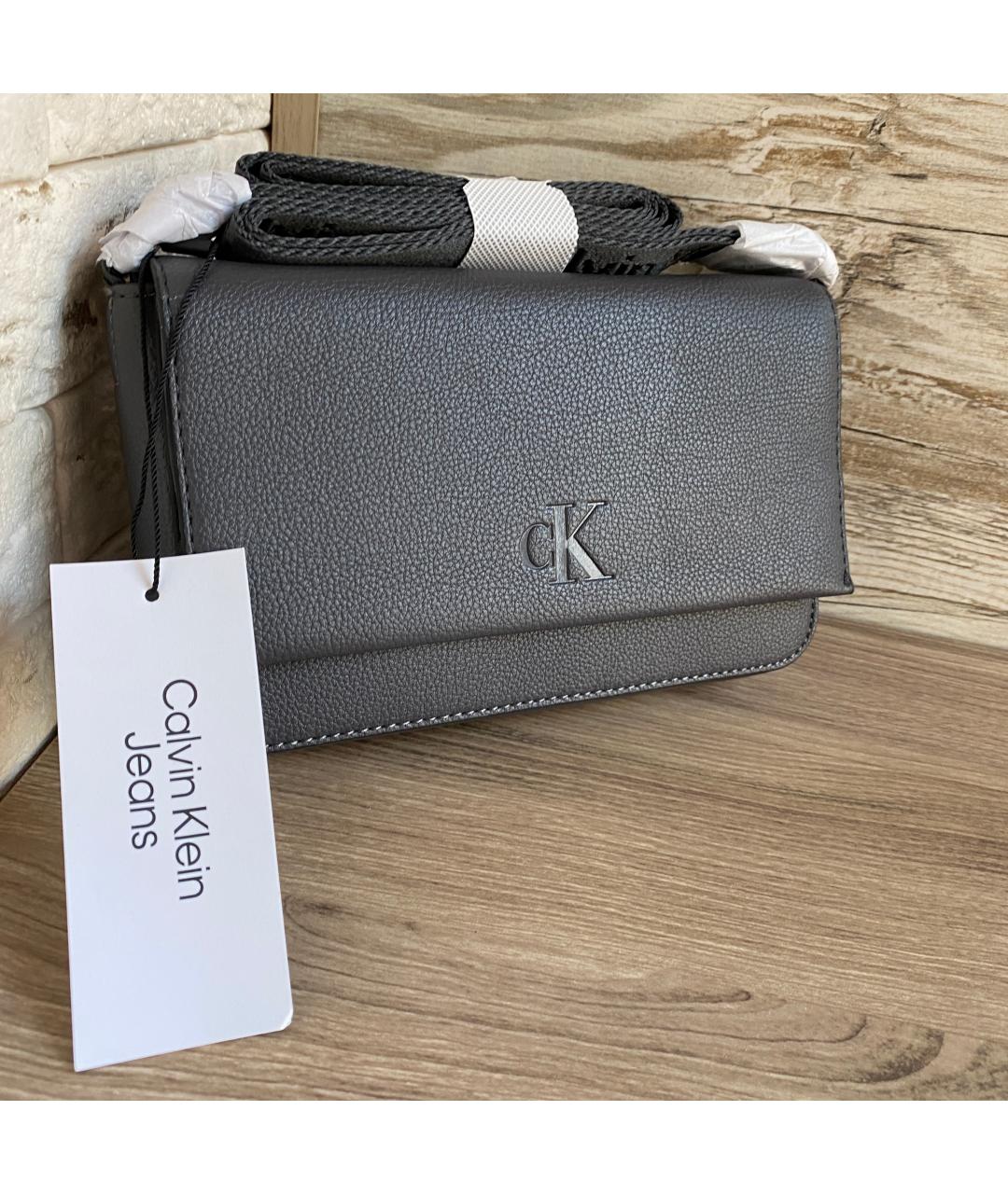 CALVIN KLEIN Серая сумка через плечо из искусственной кожи, фото 2