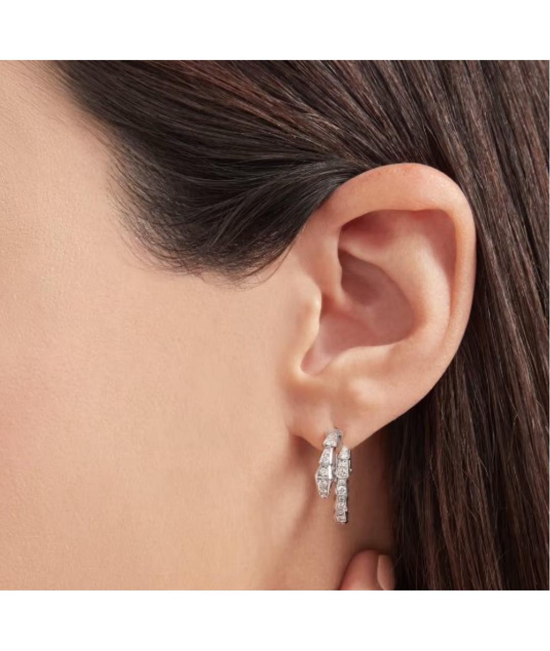BVLGARI Серебряные серьги из белого золота, фото 4