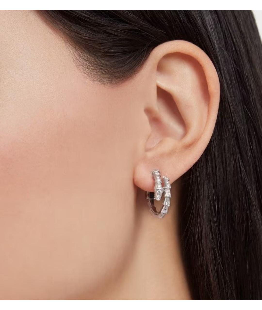 BVLGARI Серебряные серьги из белого золота, фото 3