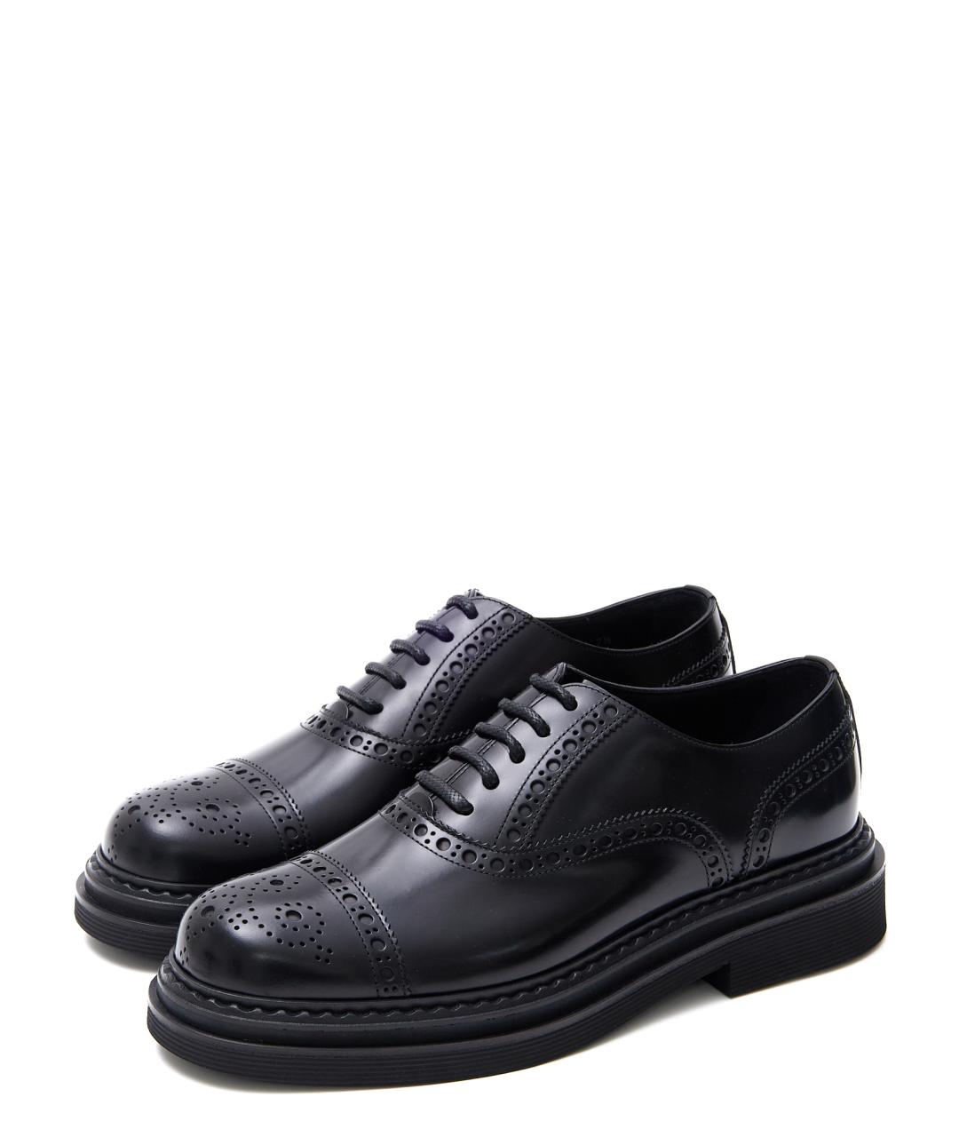 DOLCE&GABBANA Черные кожаные туфли, фото 2