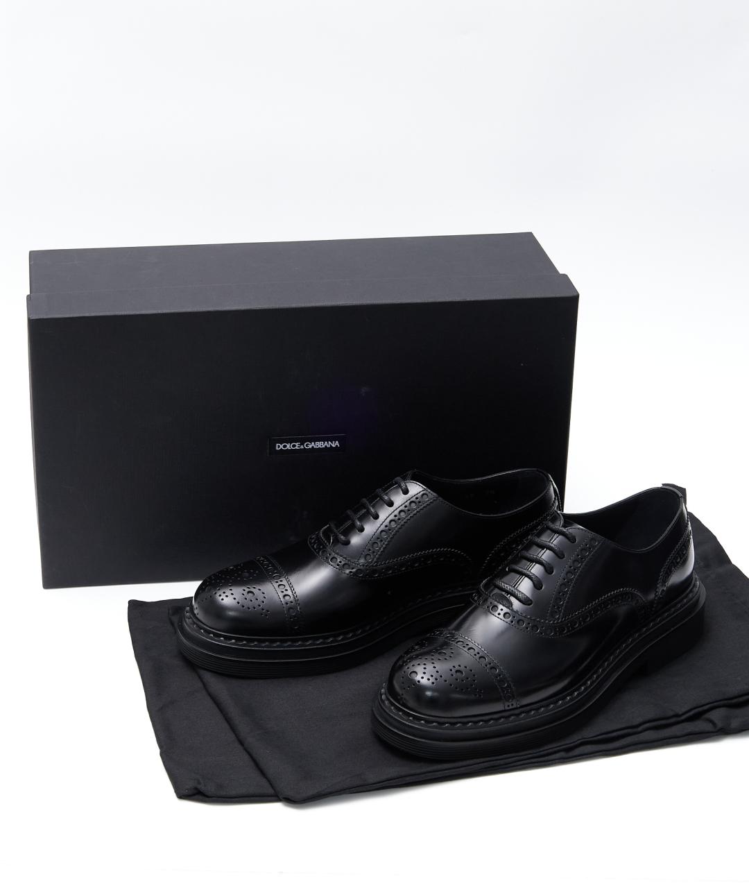 DOLCE&GABBANA Черные кожаные туфли, фото 8