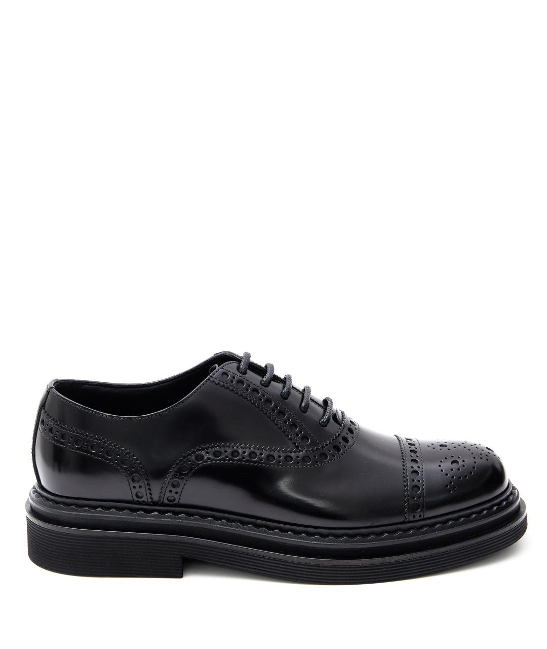 DOLCE&GABBANA Черные кожаные туфли, фото 1