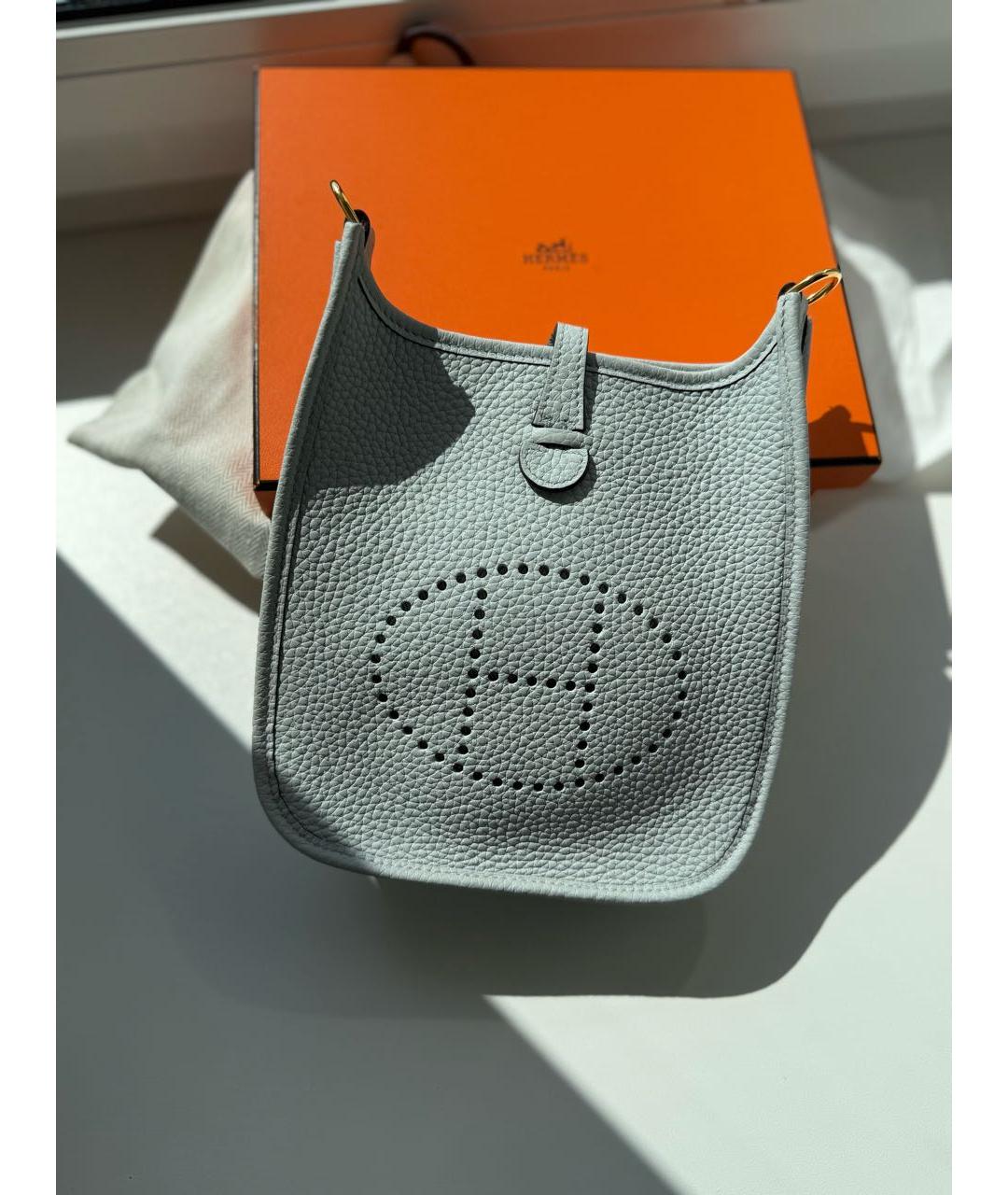 HERMES Голубая кожаная сумка через плечо, фото 3
