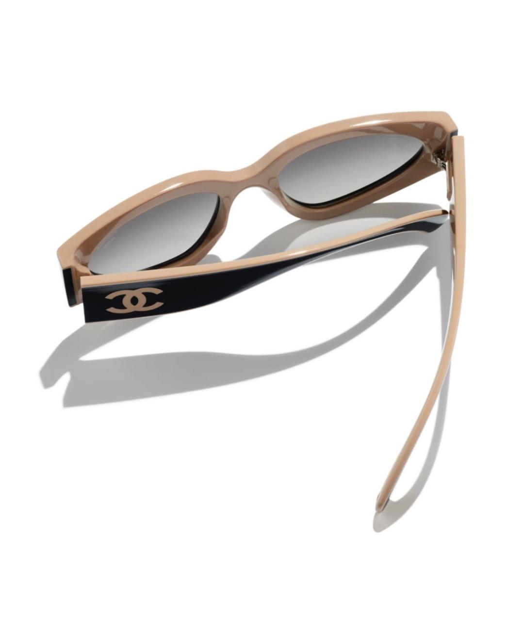 CHANEL Бежевые пластиковые солнцезащитные очки, фото 4