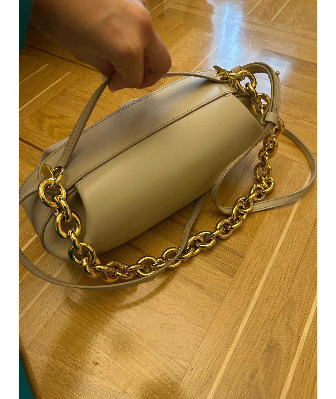 YUZEFI Бежевая кожаная сумка через плечо, фото 4