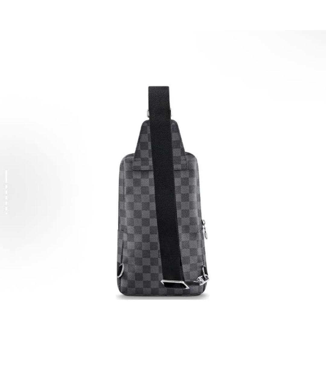 LOUIS VUITTON Антрацитовая кожаная сумка на плечо, фото 3