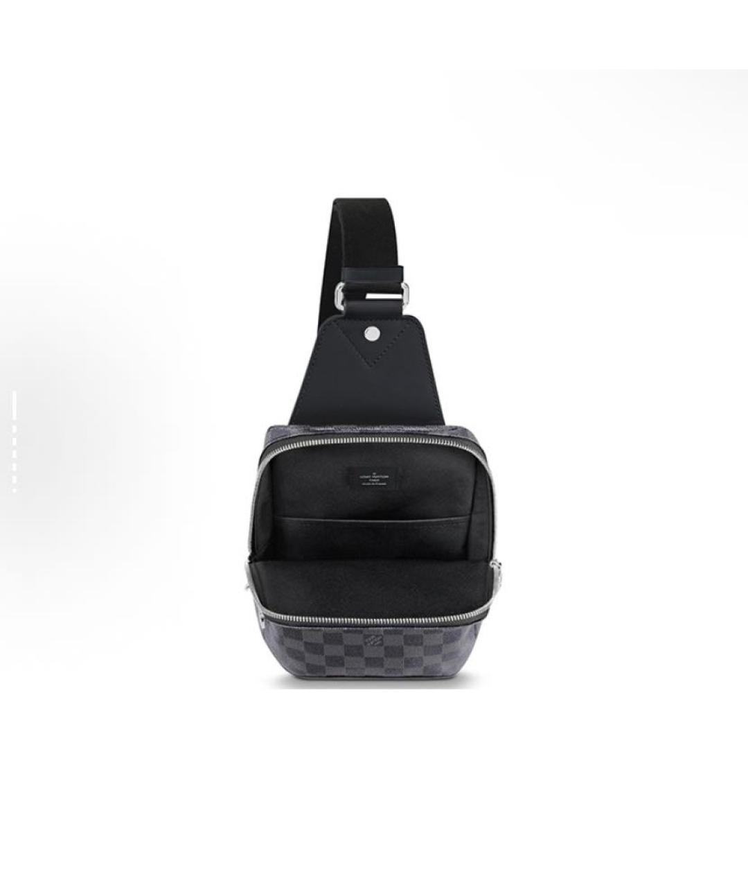 LOUIS VUITTON Антрацитовая кожаная сумка на плечо, фото 4