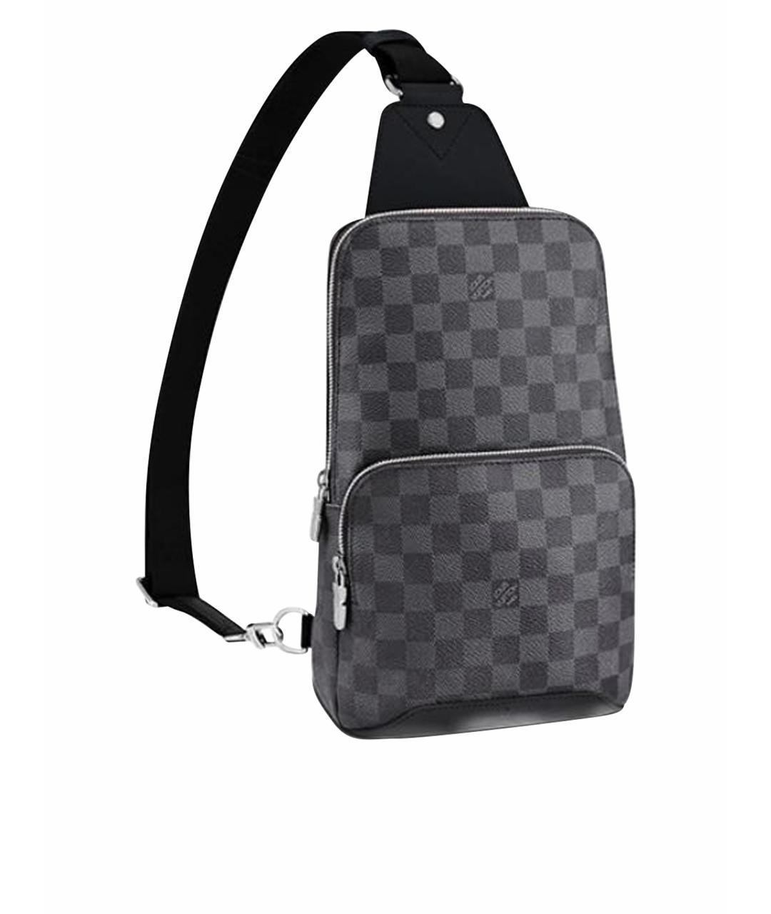 LOUIS VUITTON Антрацитовая кожаная сумка на плечо, фото 1