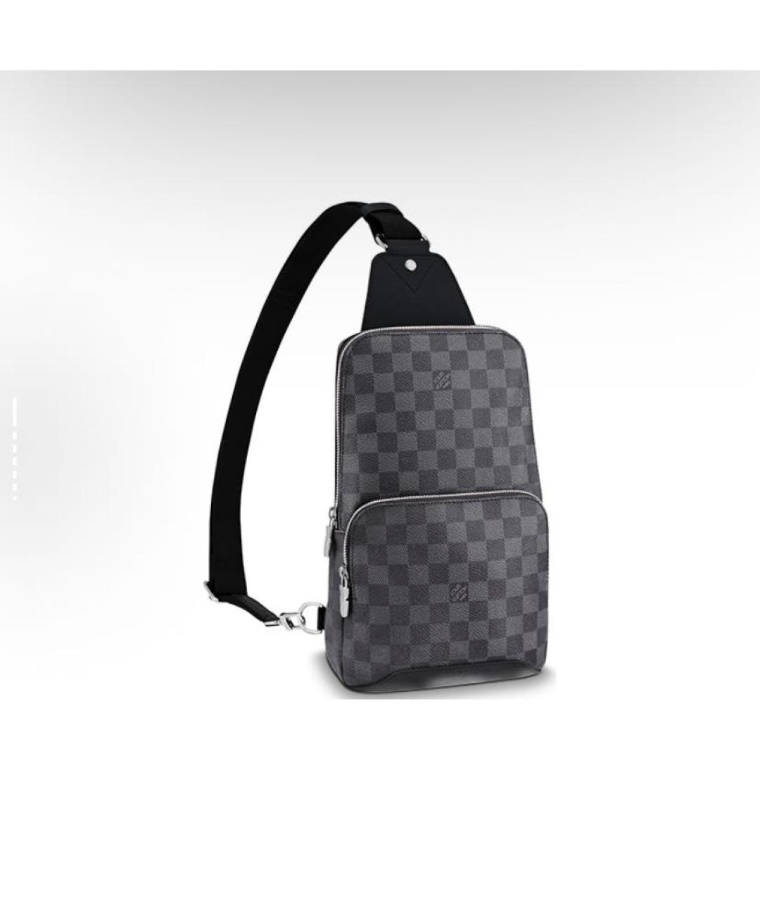 LOUIS VUITTON Антрацитовая кожаная сумка на плечо, фото 5