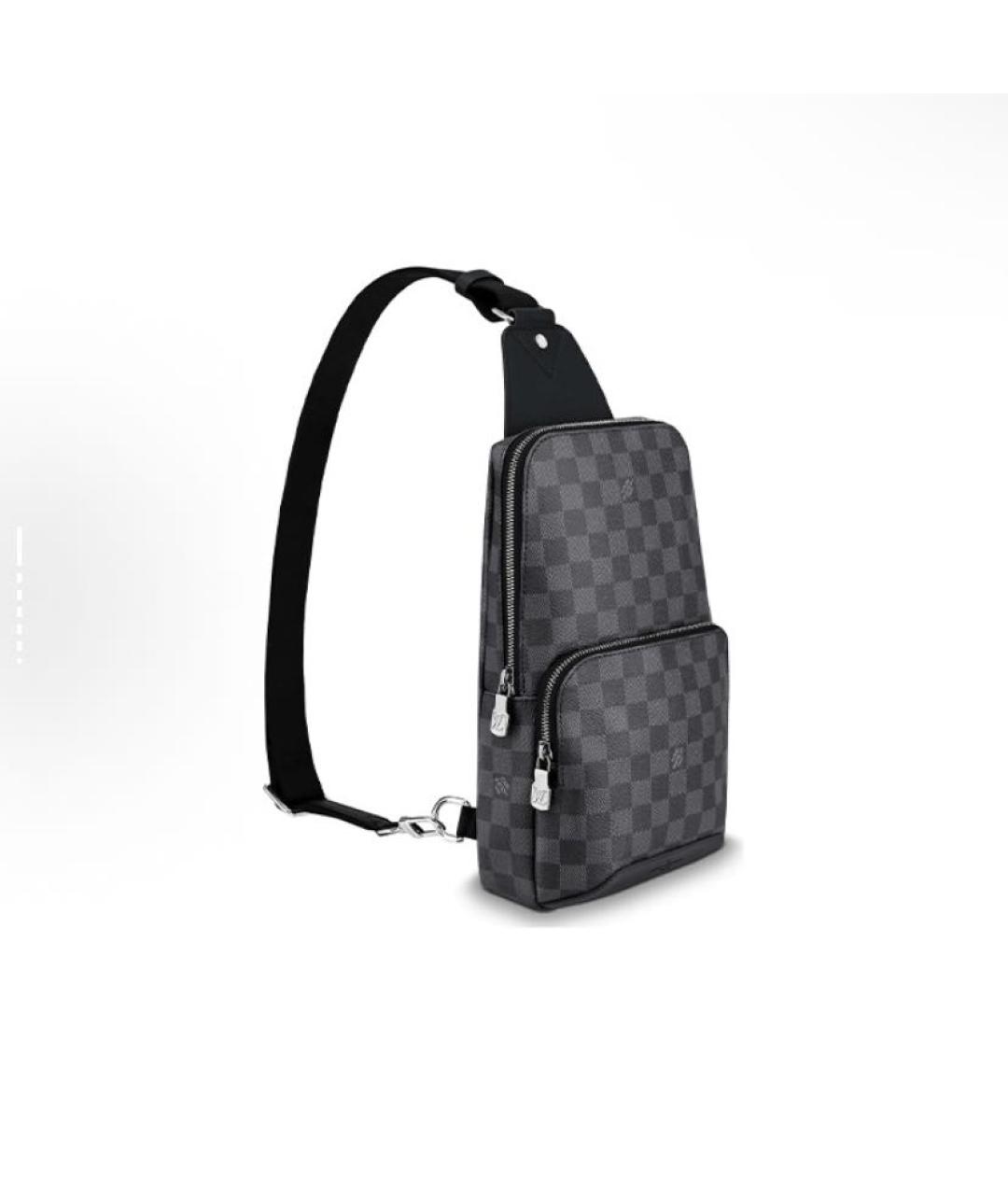 LOUIS VUITTON Антрацитовая кожаная сумка на плечо, фото 2