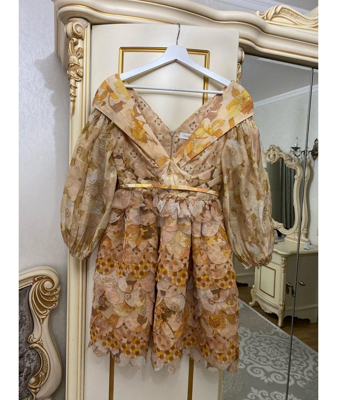 ZIMMERMANN Оранжевое льняное вечернее платье, фото 9
