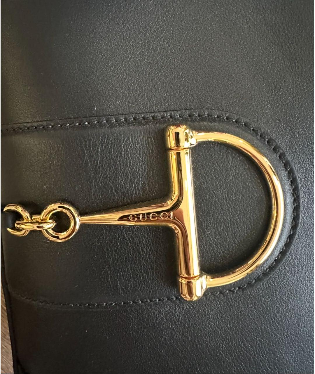GUCCI Черная кожаная сумка тоут, фото 6