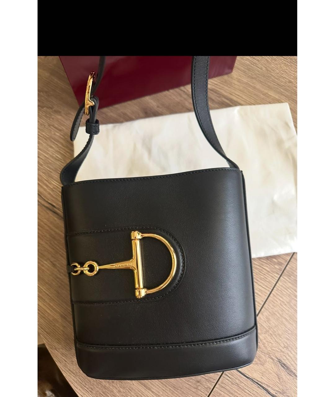 GUCCI Черная кожаная сумка тоут, фото 2
