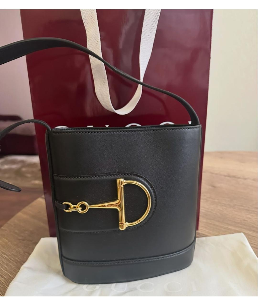 GUCCI Черная кожаная сумка тоут, фото 3