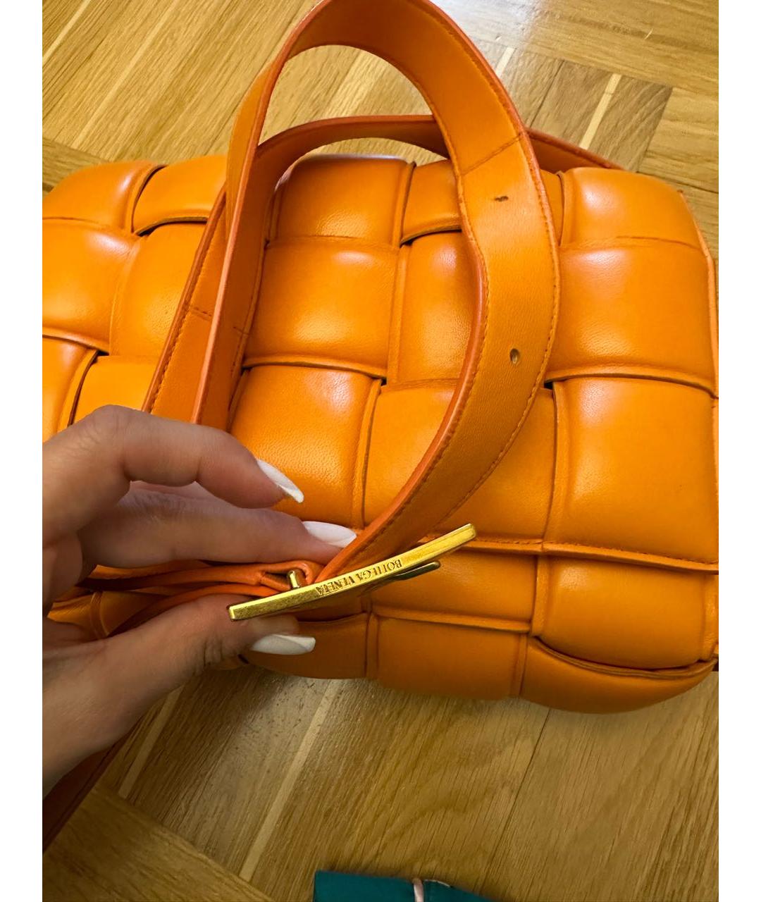 BOTTEGA VENETA Оранжевая кожаная сумка через плечо, фото 9