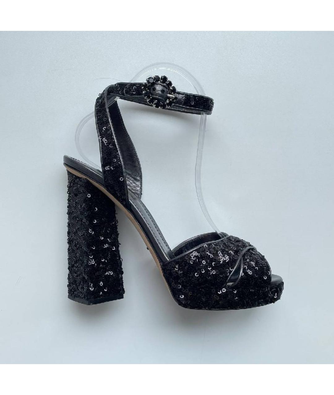 DOLCE&GABBANA Черные кожаные босоножки, фото 9
