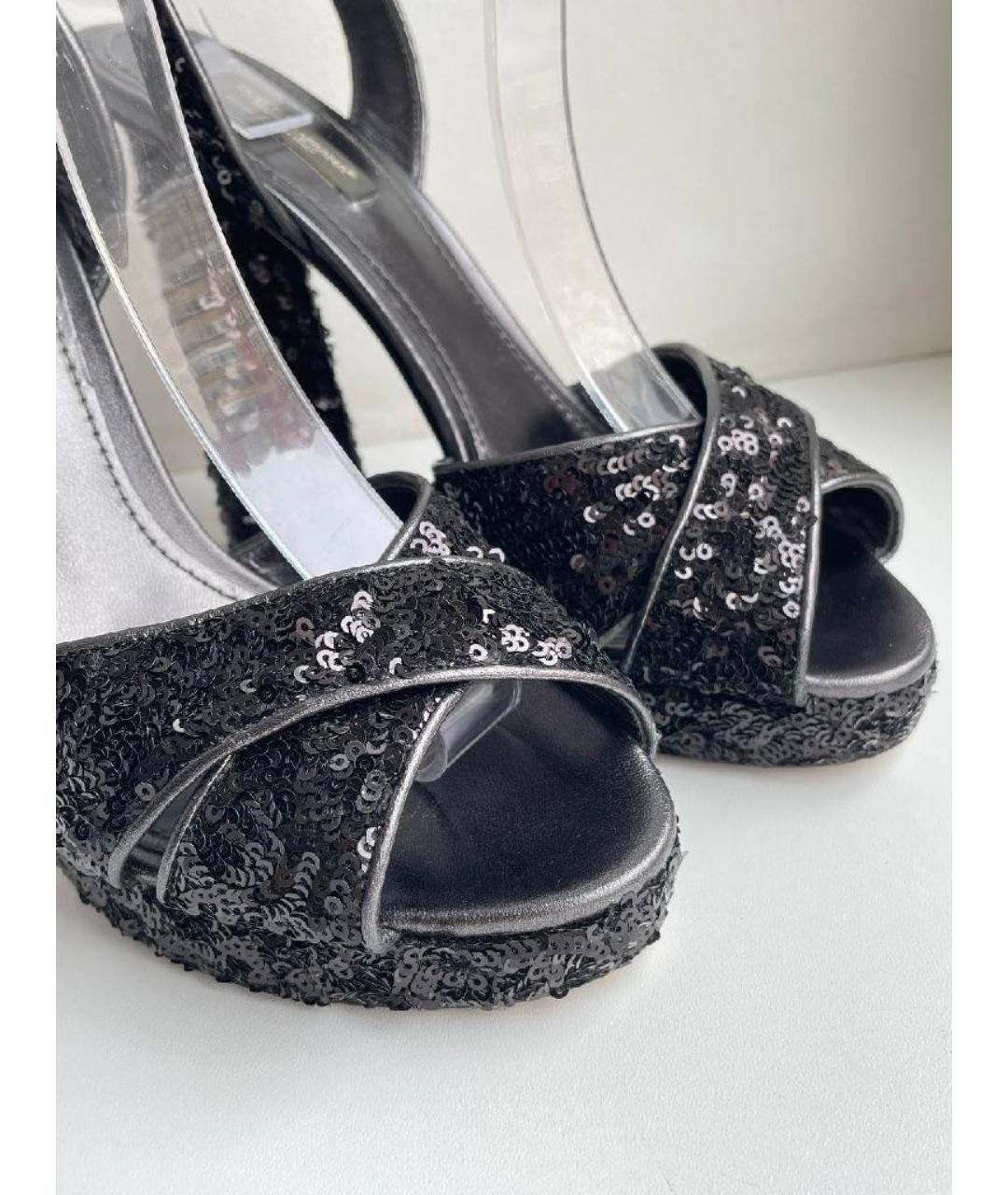 DOLCE&GABBANA Черные кожаные босоножки, фото 7