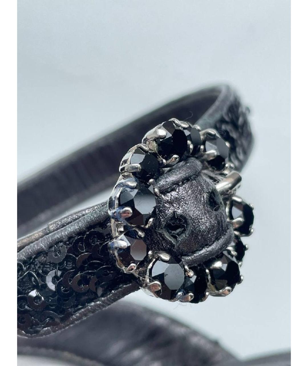 DOLCE&GABBANA Черные кожаные босоножки, фото 8