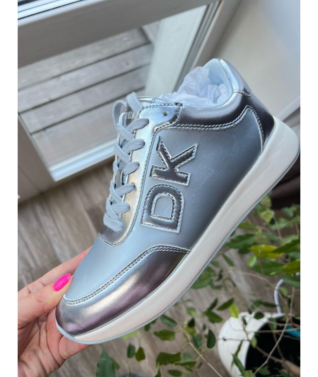 DKNY Серебряные кроссовки из искусственной кожи, фото 2