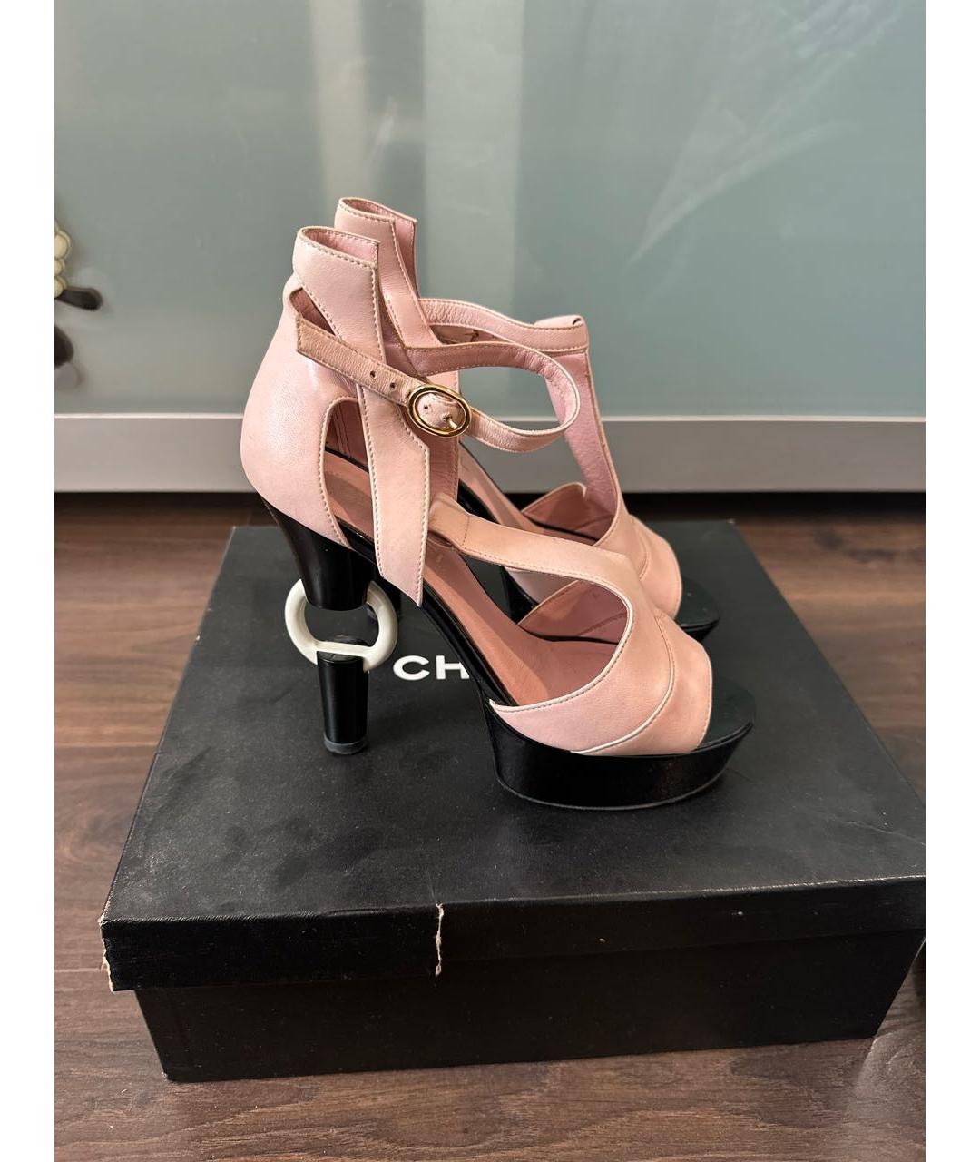 CHANEL Розовые кожаные босоножки, фото 9