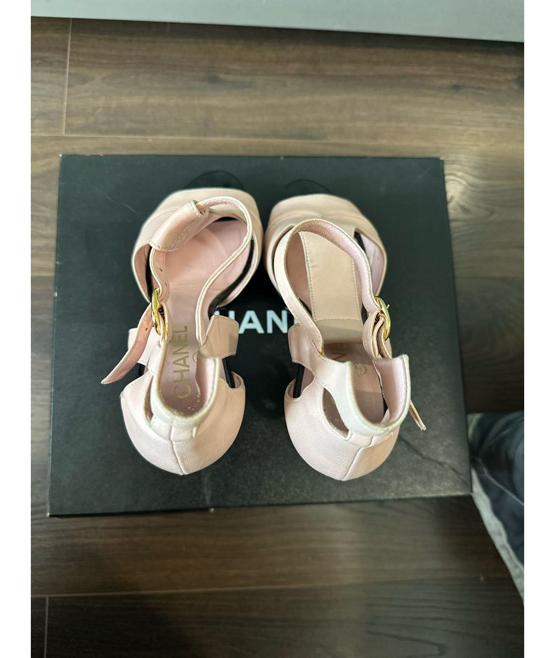CHANEL Розовые кожаные босоножки, фото 3