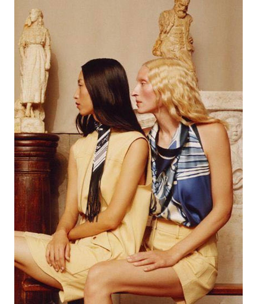 HERMES Темно-синий шелковый платок, фото 4