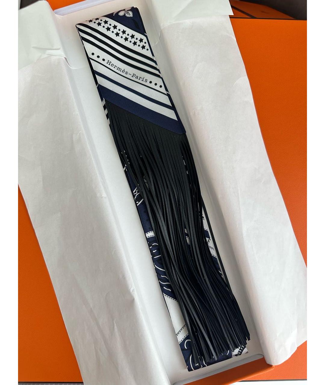 HERMES Темно-синий шелковый платок, фото 2