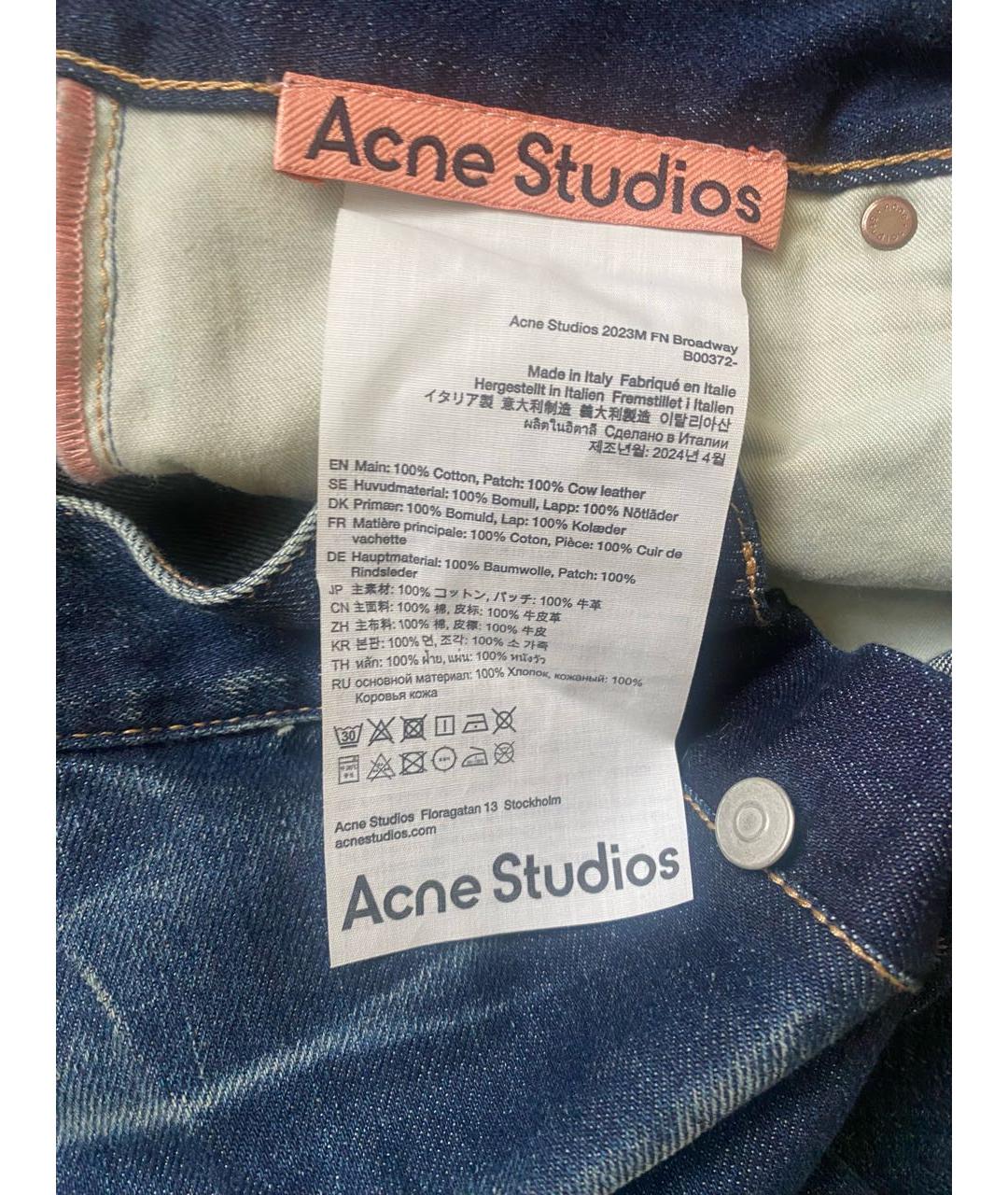 ACNE STUDIOS Синие хлопковые джинсы, фото 6