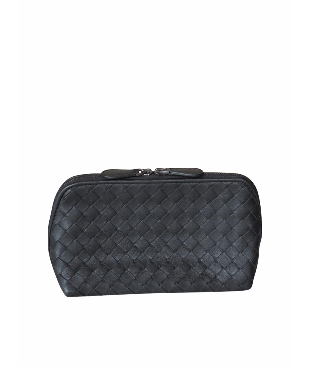 BOTTEGA VENETA Черная кожаная косметичка, фото 1