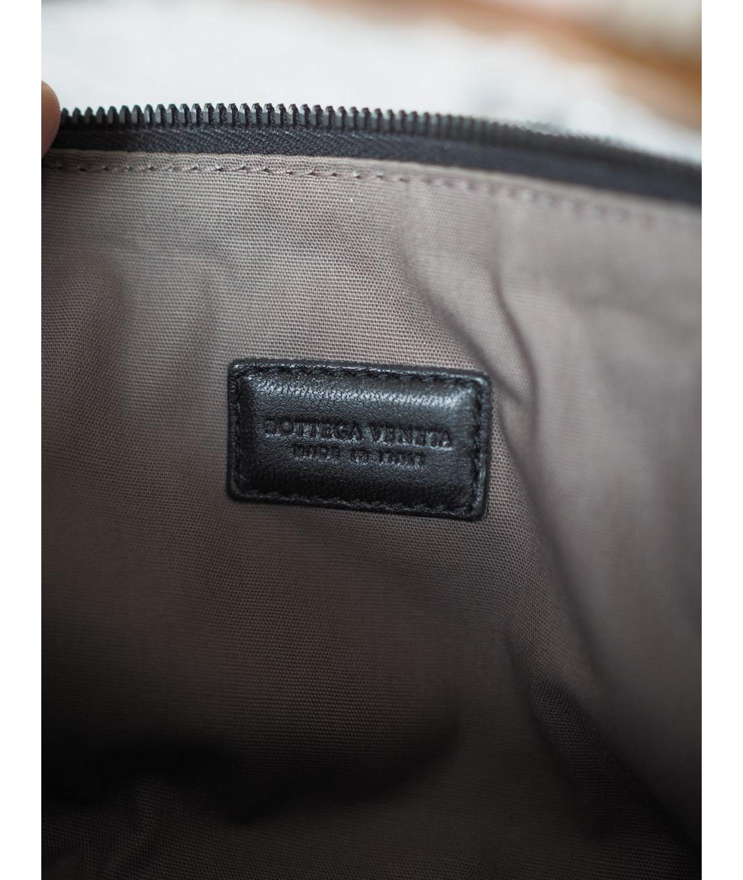 BOTTEGA VENETA Черная кожаная косметичка, фото 4