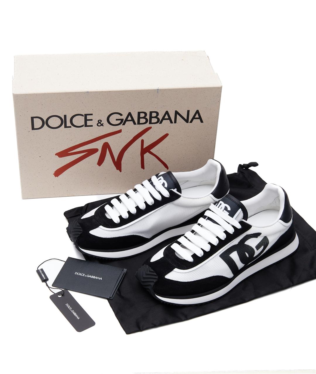 DOLCE&GABBANA Черные текстильные низкие кроссовки / кеды, фото 8