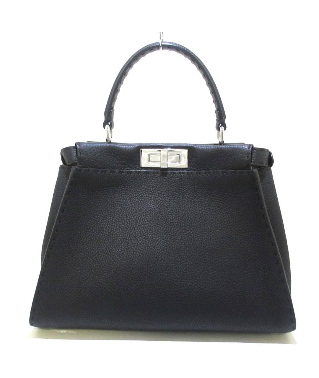 FENDI Черная кожаная сумка тоут, фото 3