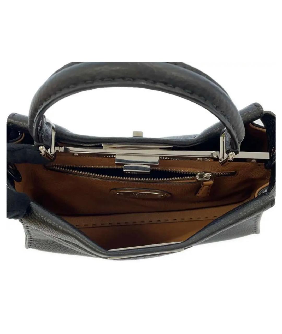 FENDI Черная кожаная сумка тоут, фото 5