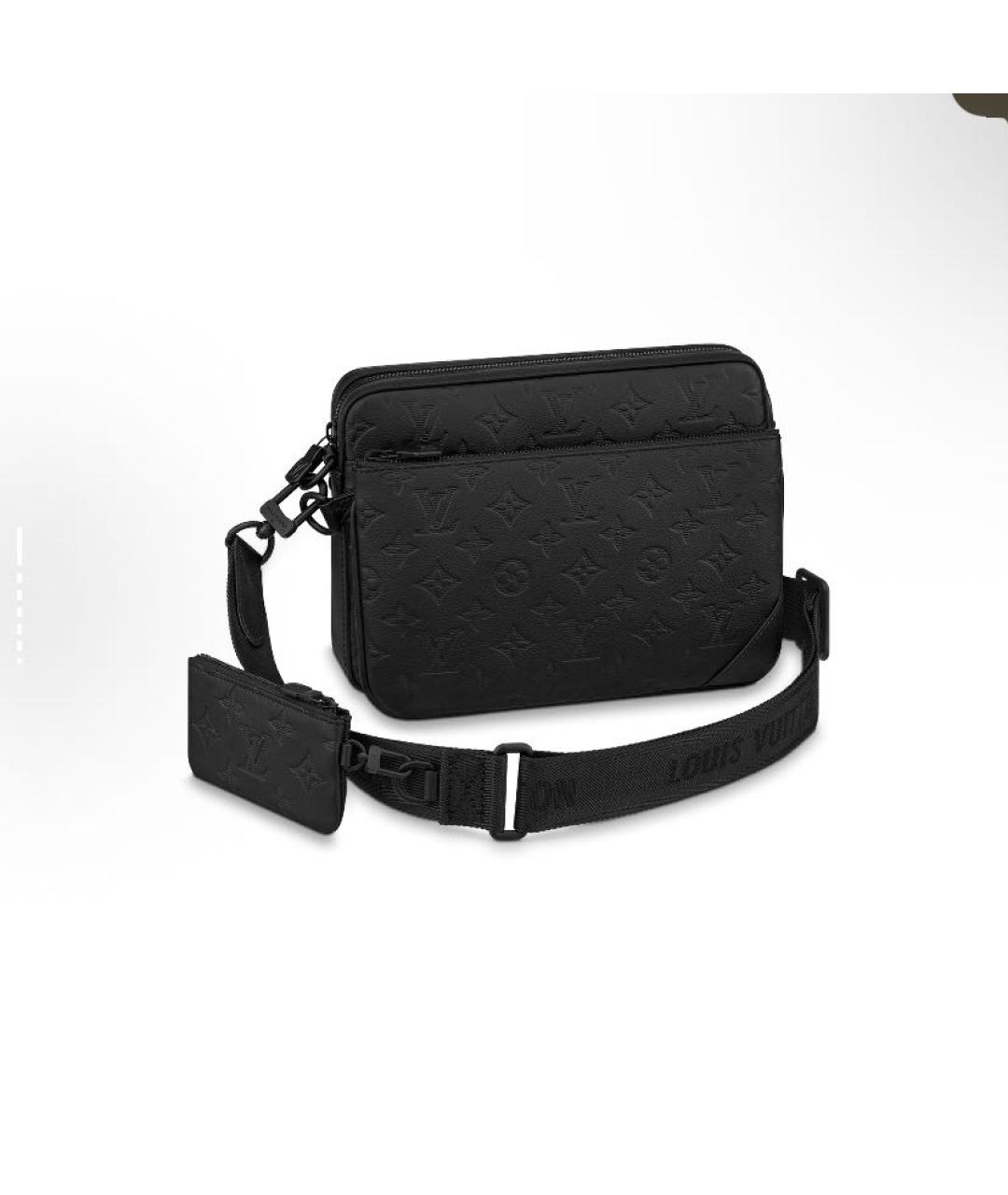 LOUIS VUITTON Черная кожаная сумка на плечо, фото 5