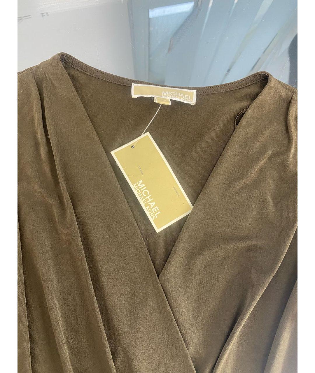 MICHAEL MICHAEL KORS Хаки полиэстеровое платье, фото 3